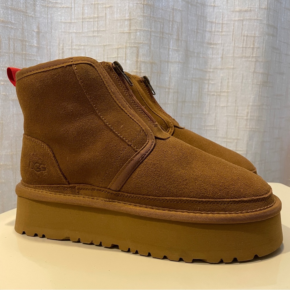 UGG Neumel Platform Zip Suede in Chestnut | Womens size 8